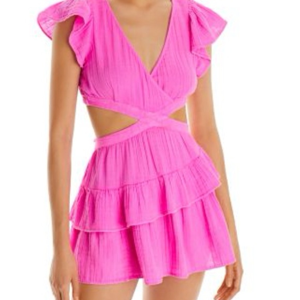 LoveShackFancy Hot Pink Audrina Cut Out Dress